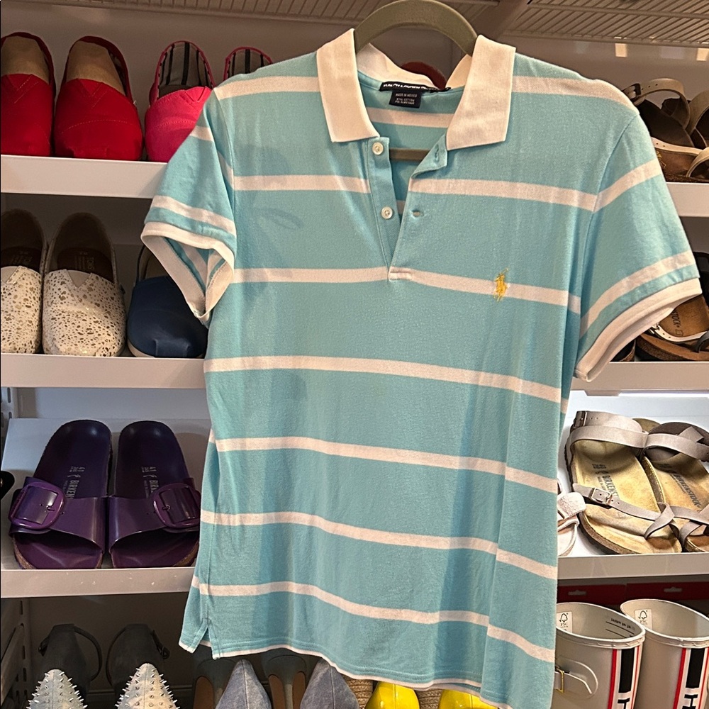 Ralph Lauren Sport Aqua and White Polo